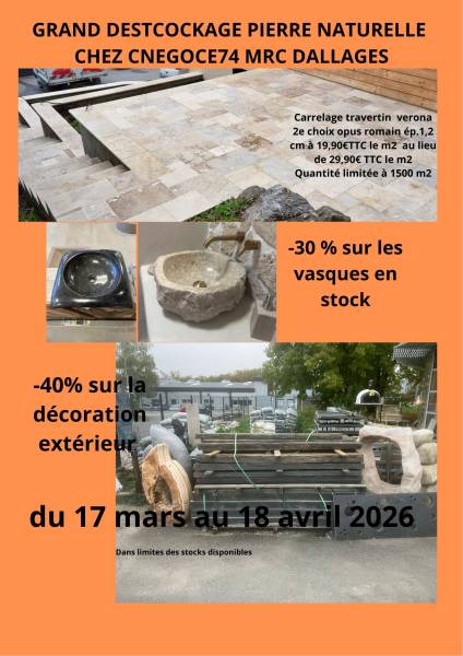 Grand Destockage chez CNEGOCE74 à Ville la Grand